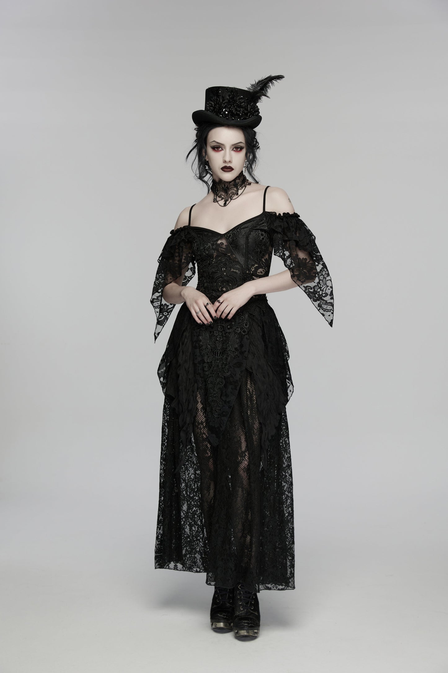 Goth Feather Formal Hat Gothic Retro Style Punk Rave