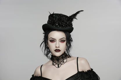 Goth Feather Formal Hat Gothic Retro Style Punk Rave