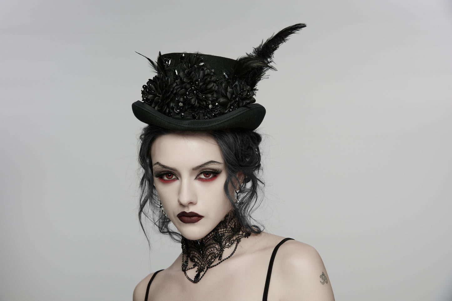 Goth Feather Formal Hat Gothic Retro Style Punk Rave