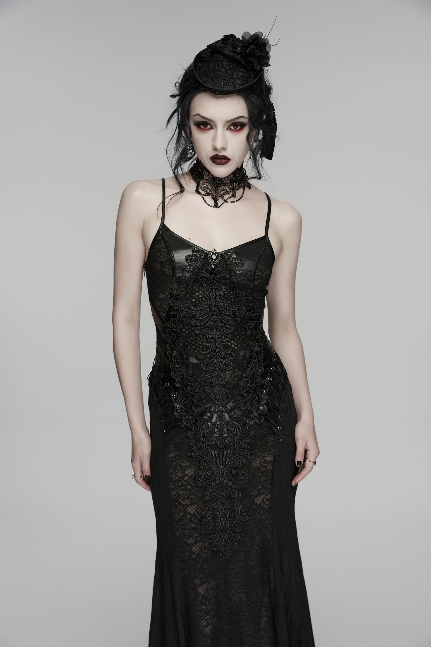 Punk Rave  Goth Rose Ribbon Formal Hat