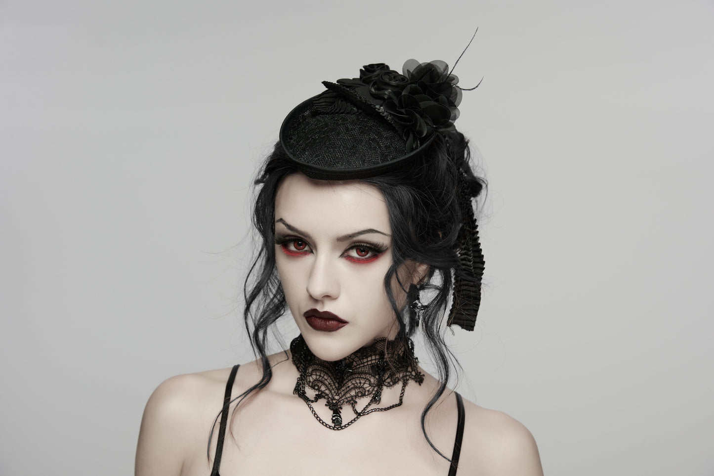 Punk Rave  Goth Rose Ribbon Formal Hat