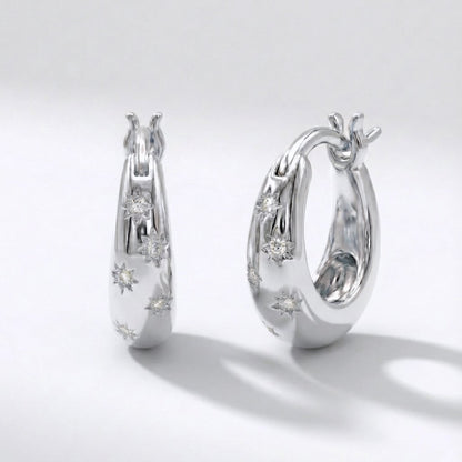 Esti Star Hoop Earrings | Silver