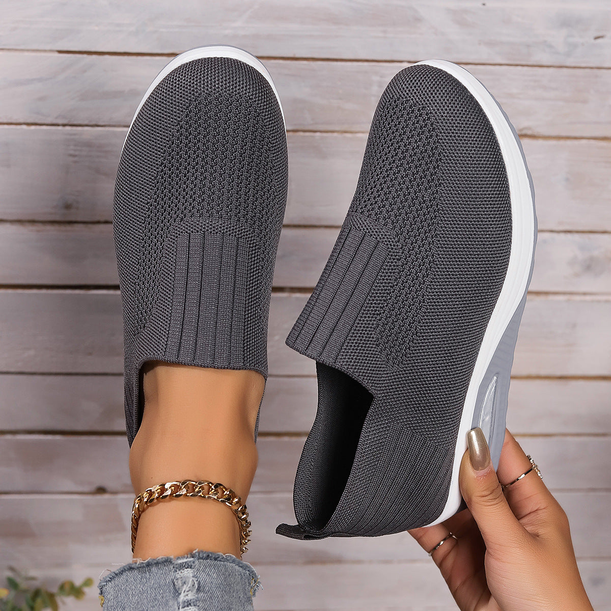 Women's Air Cushion Sneakers - Breathable Fly-Woven