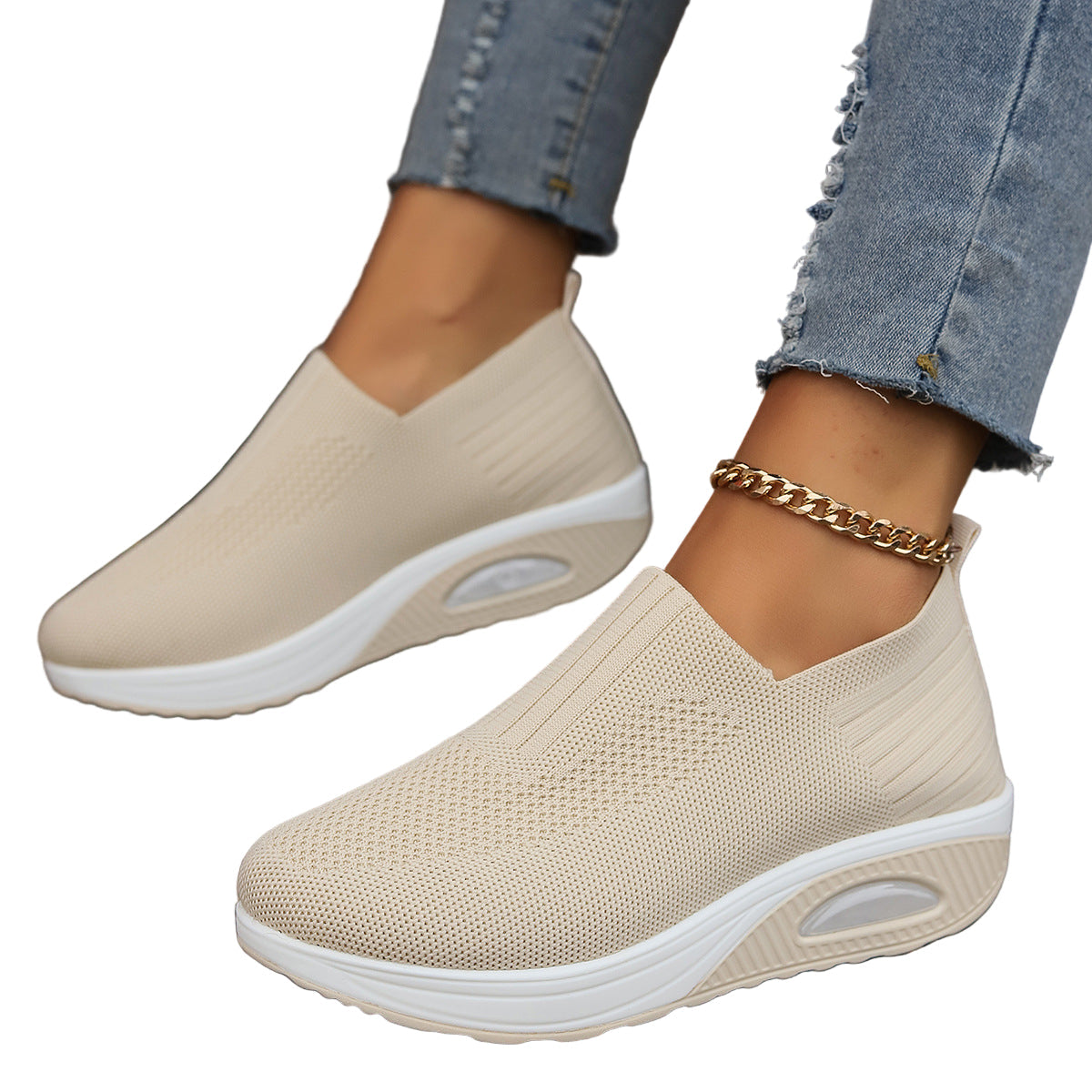 Women's Air Cushion Sneakers - Breathable Fly-Woven