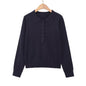 Simple POLO collar three color pullover knit