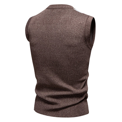 Plaid Sweater Knitwear Casual V-Neck Vest
