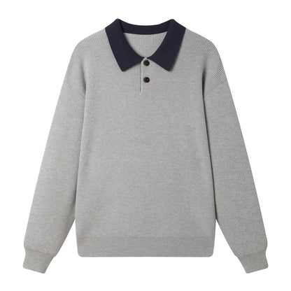 Long Sleeve Turn-Down Collar Knit Sweater