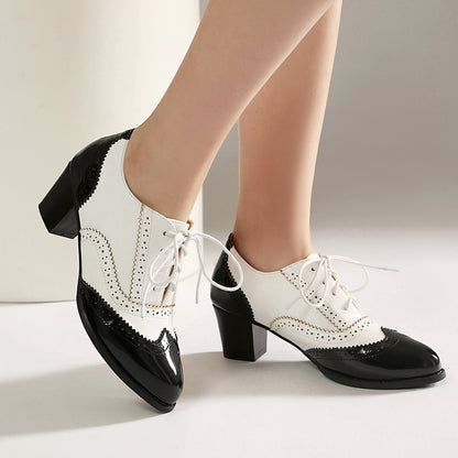 Women's Chunky Heel Lace-Up Brogues