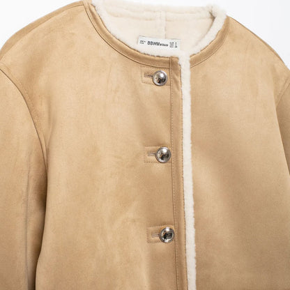 Double sided jacket with gold button decoration