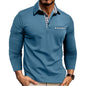 Long Sleeve Men's Polo Shirt, Turn-Down Collar Casual  Men's Polo Shirt