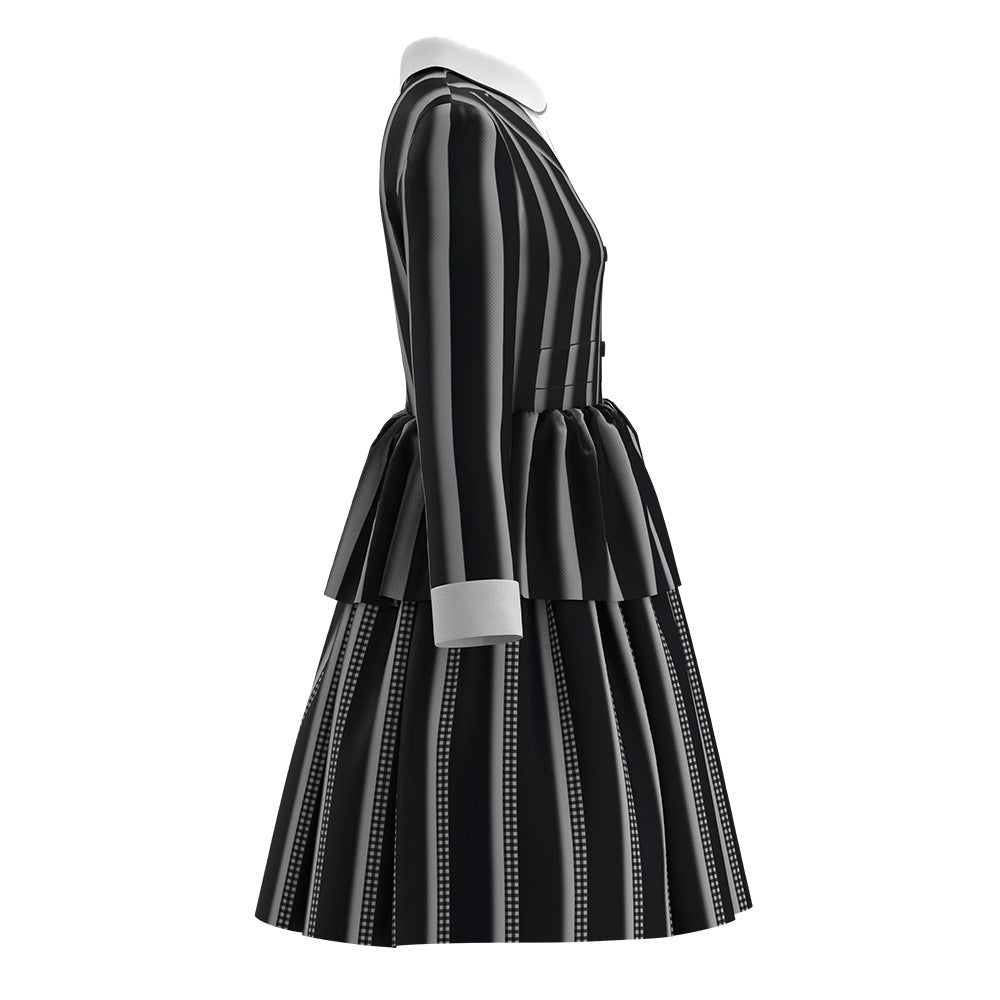 Jiamai New Wednesday Cosplay Striped Dress