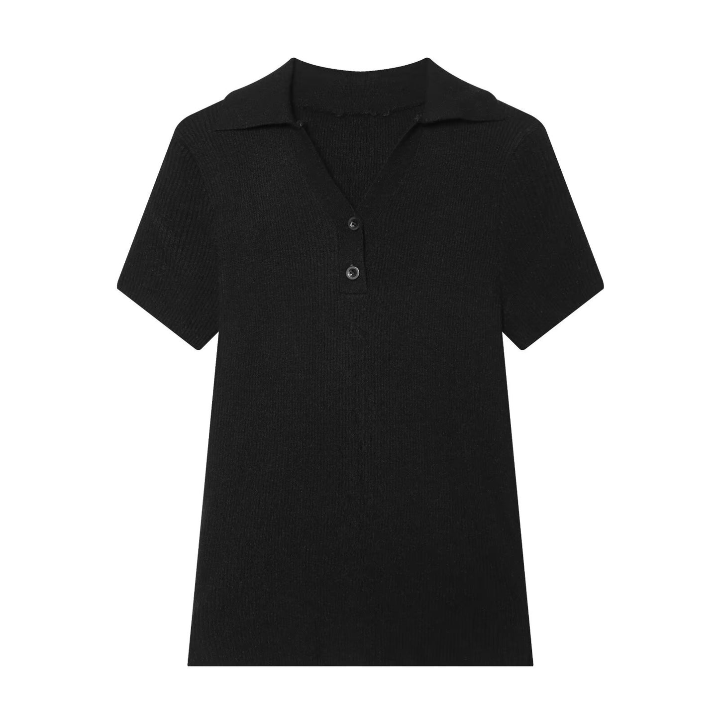 Style Knit Short Sleeve Polo Shirt for Women