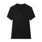 Style Knit Short Sleeve Polo Shirt for Women