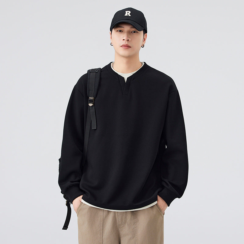 Heavyweight Faux Layered V-Neck  Sweatshirt