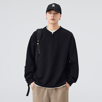 Heavyweight Faux Layered V-Neck  Sweatshirt