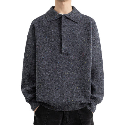 Men's  Lapel Collar Loose Knit Sweater