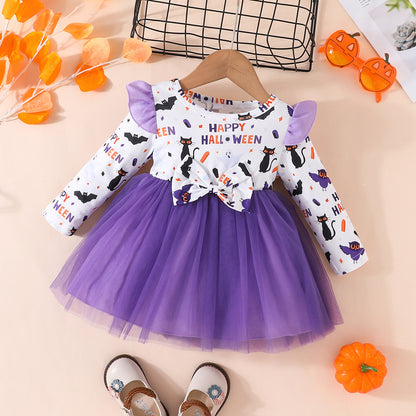 Halloween Girl's Pumpkin Dress Long Sleeve