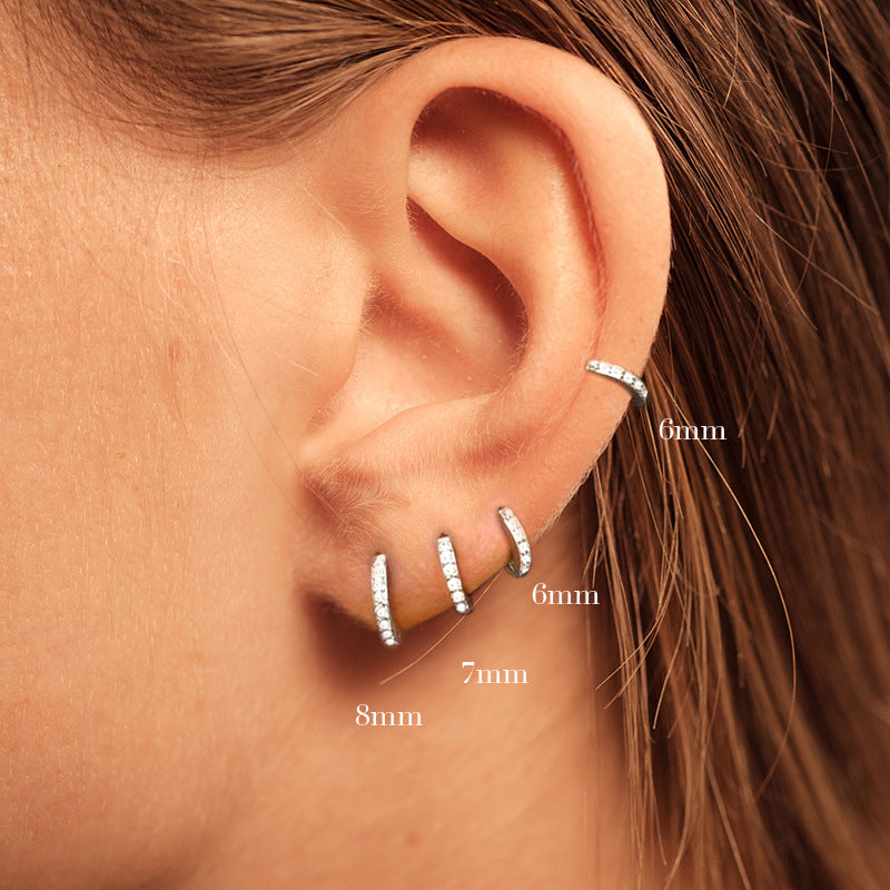 Earrings with Turquoise and Diamond Inlay 18K Gold Plated Stud