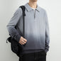 Men's Gradient Half Zip Lapel Collar Relaxed Fit Sweater