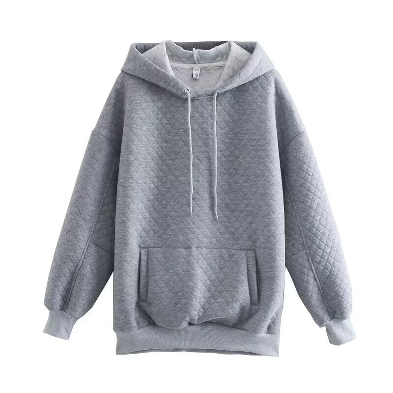 Diamond grid pullover hoodies