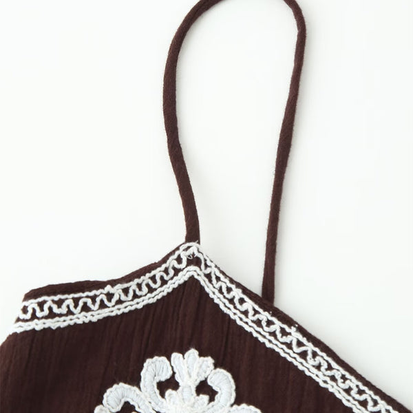 French style girl embroidered camisole top