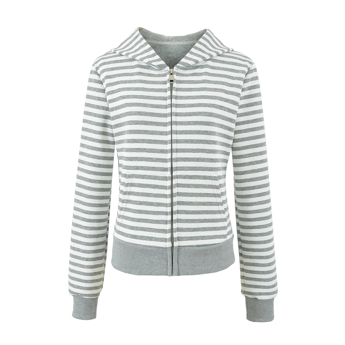 Women's Gray Striped Sweatshirt and Wide Leg Sweatpants