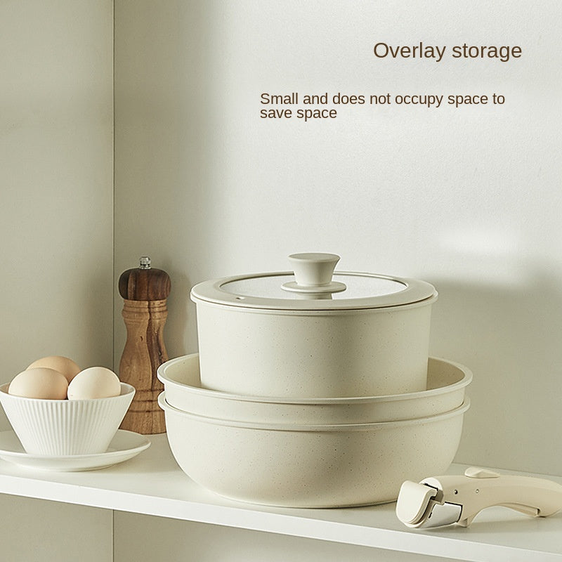 5-Piece Non-Stick Cookware Set with Detachable Handle