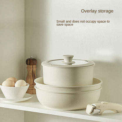 5-Piece Non-Stick Cookware Set with Detachable Handle
