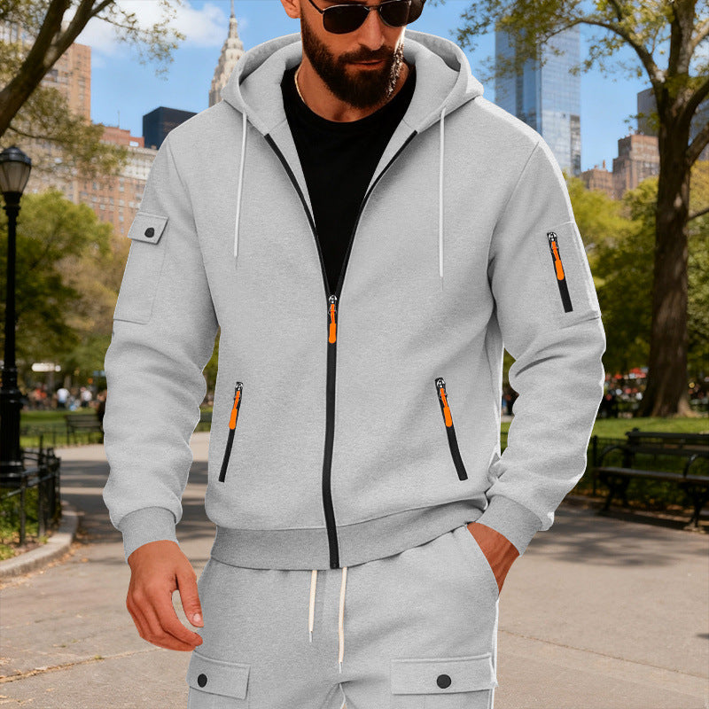 Men's full zip loose hoodies