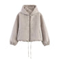 Versatile plaid hooded zipper jacket