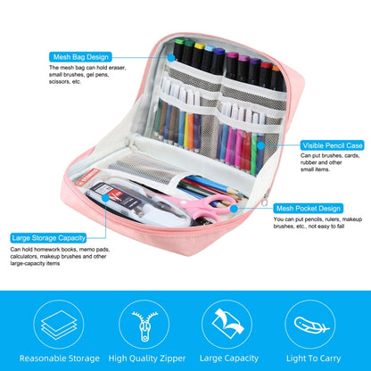 FunAdd Large-capacity Pencil Case Storage Organizer Ant ClothCosmetic Bag, Size: 230 x 170 x 75mm (Pink)
