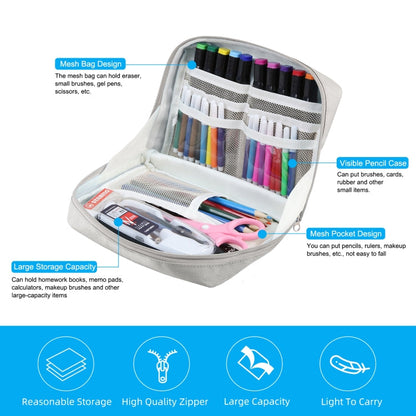 FunAdd Large-capacity Pencil Case Storage Organizer Ant Cloth Cosmetic Bag, Size: 230 x 170 x 75mm (Grey)