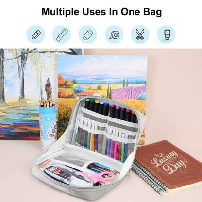 FunAdd Large-capacity Pencil Case Storage Organizer Ant Cloth Cosmetic Bag, Size: 230 x 170 x 75mm (Grey)
