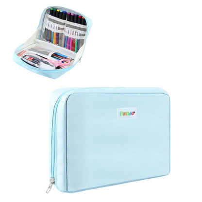 Trousse à crayons de grande capacité FunAdd, sac cosmétique en toile, taille: 230 x 170 x 75mm (bleu clair)