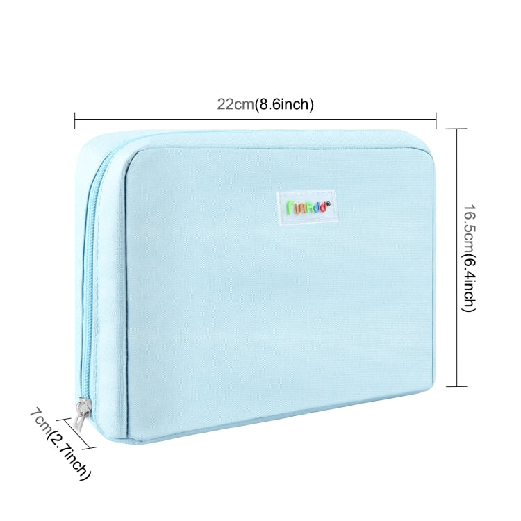 Trousse à crayons de grande capacité FunAdd, sac cosmétique en toile, taille: 230 x 170 x 75mm (bleu clair)