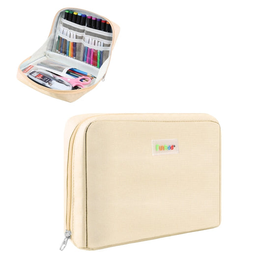 FunAdd Large-capacity Pencil Case Storage Organizer Ant Cloth Cosmetic Bag, Size: 230 x 170 x 75mm (Apricot)