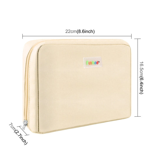 FunAdd Large-capacity Pencil Case Storage Organizer Ant Cloth Cosmetic Bag, Size: 230 x 170 x 75mm (Apricot)