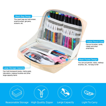 FunAdd Large-capacity Pencil Case Storage Organizer Ant Cloth Cosmetic Bag, Size: 230 x 170 x 75mm (Apricot)
