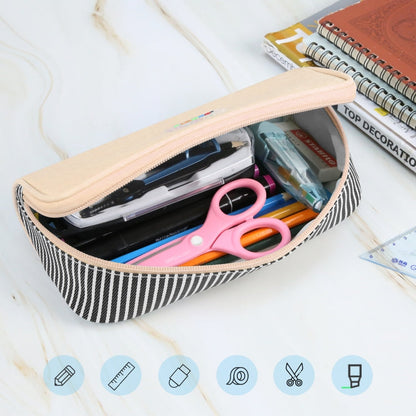Trousse à Crayons FunAdd, Trousse de Rangement Cosmétique, Sac à Lunettes en Tissu Ant, Taille : 230 x 110 x 70 mm (Abricot)