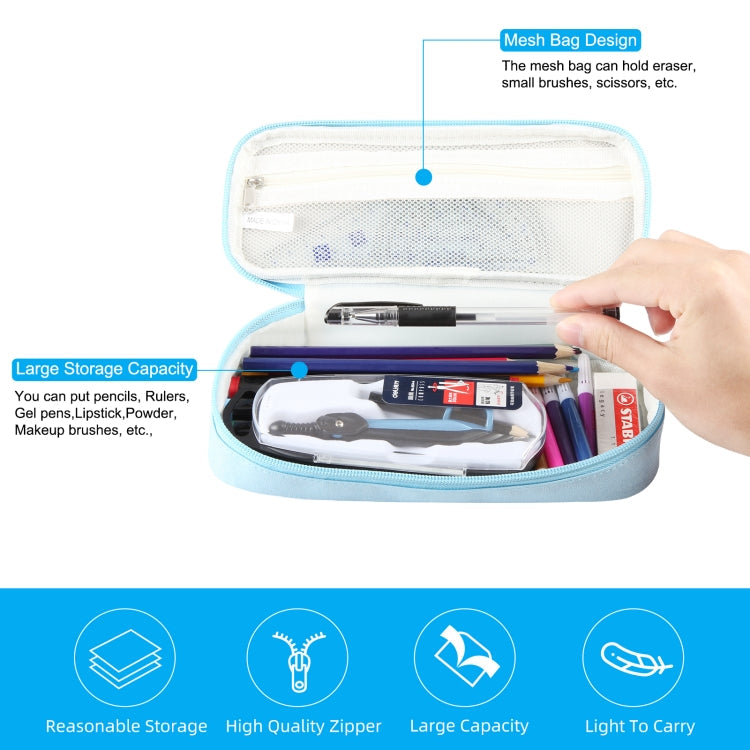 Trousse à Crayons FunAdd, Sac Organisateur en Tissu pour Cosmétiques, Taille : 235 x 105 x 50mm (Bleu Clair)