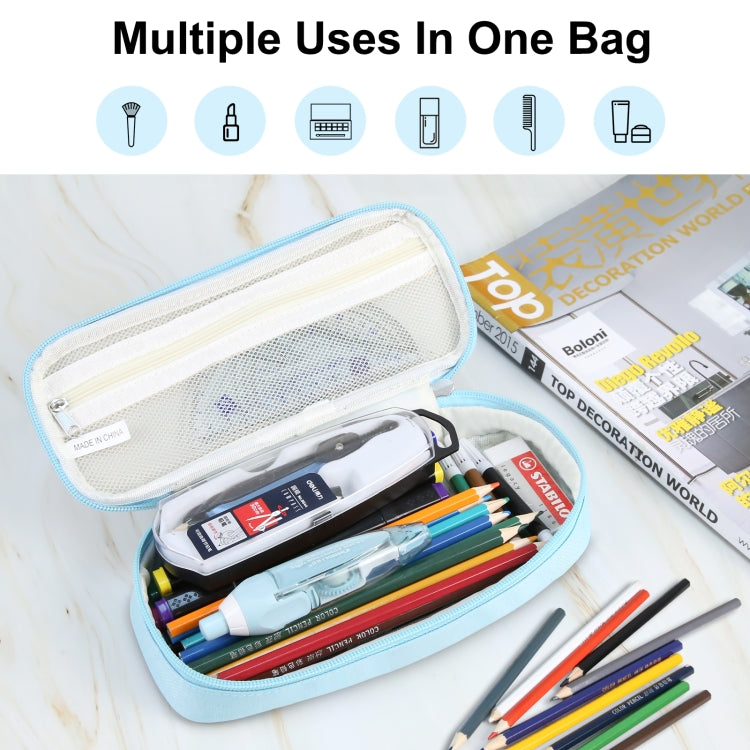 Trousse à Crayons FunAdd, Sac Organisateur en Tissu pour Cosmétiques, Taille : 235 x 105 x 50mm (Bleu Clair)