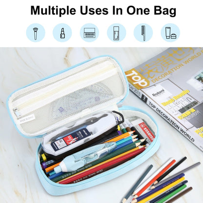 Trousse à Crayons FunAdd, Sac Organisateur en Tissu pour Cosmétiques, Taille : 235 x 105 x 50mm (Bleu Clair)