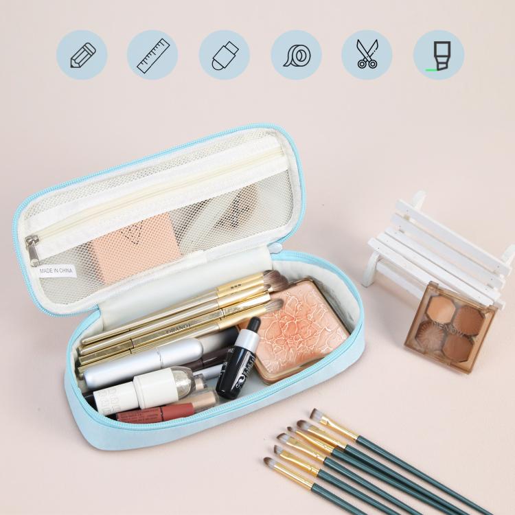 Trousse à Crayons FunAdd, Sac Organisateur en Tissu pour Cosmétiques, Taille : 235 x 105 x 50mm (Bleu Clair)