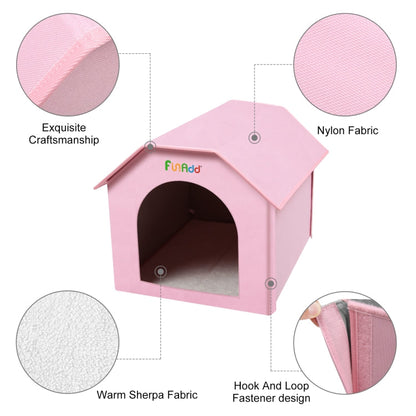 FUNADD Niche pour animaux de compagnie pliable, extra-large et résistante aux intempéries avec tapis amovible (Rose)