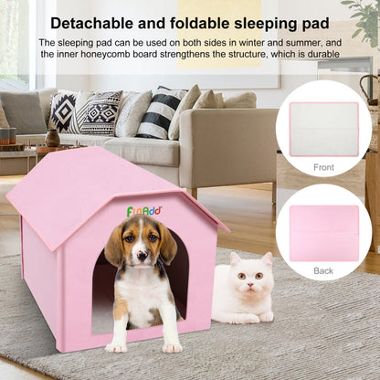 FUNADD Niche pour animaux de compagnie pliable, extra-large et résistante aux intempéries avec tapis amovible (Rose)