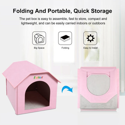 FUNADD Niche pour animaux de compagnie pliable, extra-large et résistante aux intempéries avec tapis amovible (Rose)