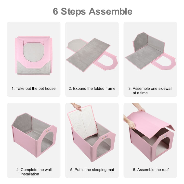 FUNADD Niche pour animaux de compagnie pliable, extra-large et résistante aux intempéries avec tapis amovible (Rose)