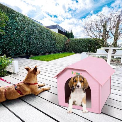 FUNADD Niche pour animaux de compagnie pliable, extra-large et résistante aux intempéries avec tapis amovible (Rose)