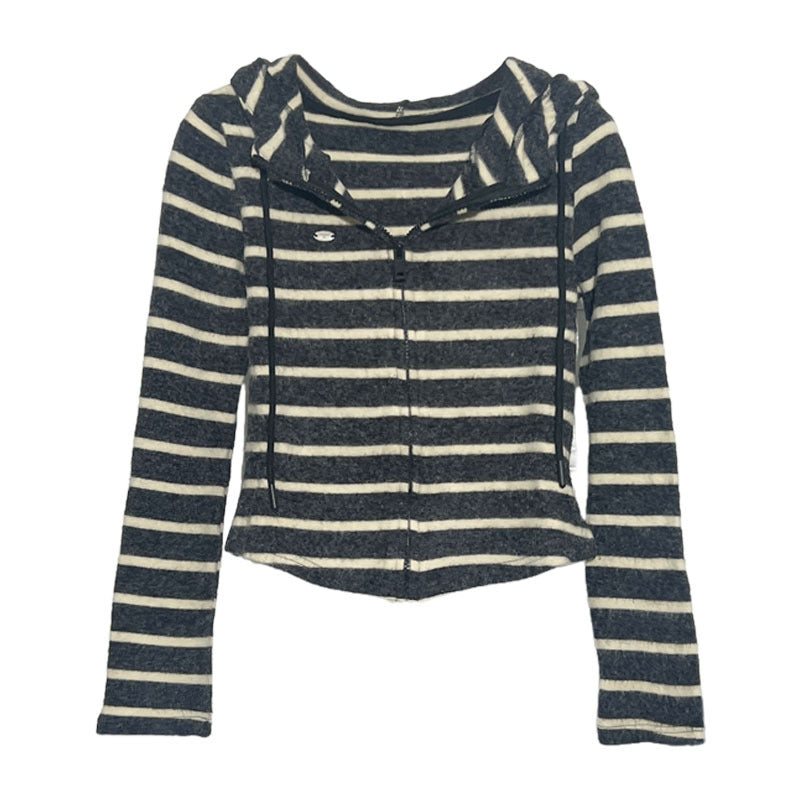 Cardigan zippé à capuche pour femme