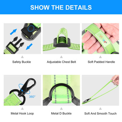 FunAdd Traction Rope Reflective Breathable Nylon Pet Vest Dog Harness, Size: S (Green)